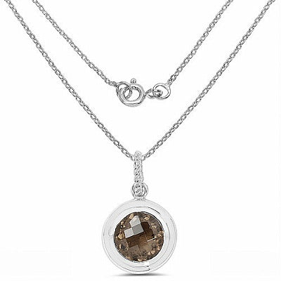 9.25CTW Genuine Smoky Topaz .925 Sterling Silver Pendant