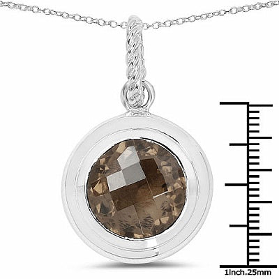 9.25CTW Genuine Smoky Topaz .925 Sterling Silver Pendant