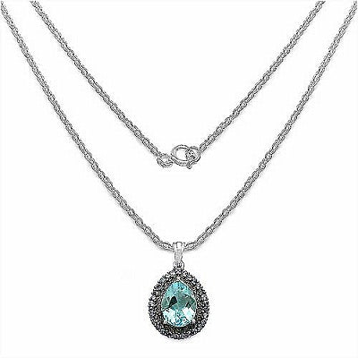 10.10CTW Genuine Blue Topaz & Tanzanite .925 Sterling Silver Pendant