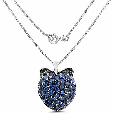 4.86CTW Genuine Blue Sapphire .925 Sterling Silver Pendant