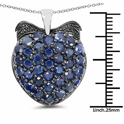 4.86CTW Genuine Blue Sapphire .925 Sterling Silver Pendant