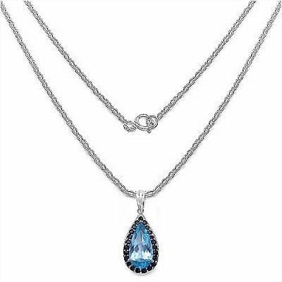 8.20CTW Genuine Blue Topaz .925 Sterling Silver Pendant