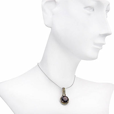 3.82CTW Genuine Smoky Topaz & Citrine .925 Sterling Silver Pendant