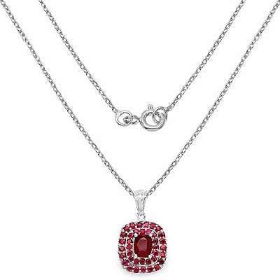 4.02CTW Glass Filled Ruby & Ruby .925 Sterling Silver Pendant