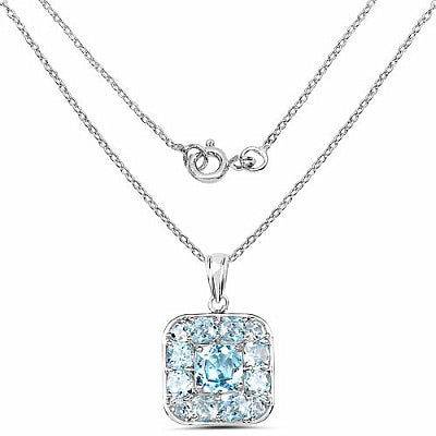 10.25CTW Genuine Blue Topaz .925 Sterling Silver Pendant