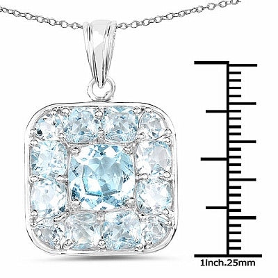 10.25CTW Genuine Blue Topaz .925 Sterling Silver Pendant