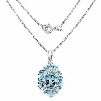 10.06CTW Genuine Blue Topaz .925 Sterling Silver Pendant