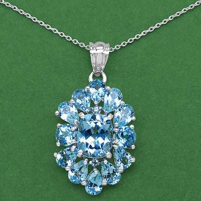 10.06CTW Genuine Blue Topaz .925 Sterling Silver Pendant