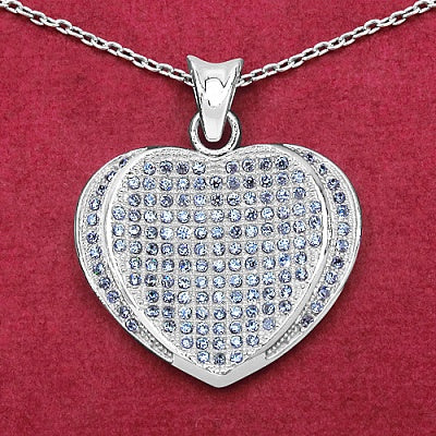 1.50CTW Genuine White Cubic Zirconia .925 Sterling Silver Heart Shape Pendant