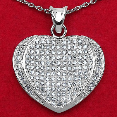 1.50CTW Genuine White Cubic Zirconia .925 Sterling Silver Heart Shape Pendant