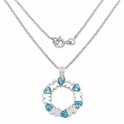 3.00CTW Genuine Swiss Blue Topaz .925 Sterling Silver Pendant