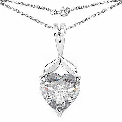 BridalMe 3.22CTW White Cubic Zirconia .925 Sterling Silver Heart Shape Pendant