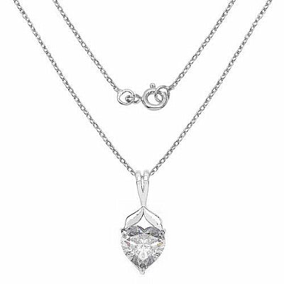 BridalMe 3.22CTW White Cubic Zirconia .925 Sterling Silver Heart Shape Pendant