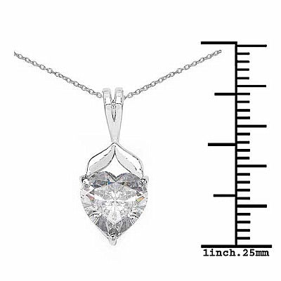 BridalMe 3.22CTW White Cubic Zirconia .925 Sterling Silver Heart Shape Pendant