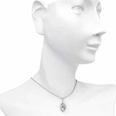 BridalMe 3.22CTW White Cubic Zirconia .925 Sterling Silver Heart Shape Pendant