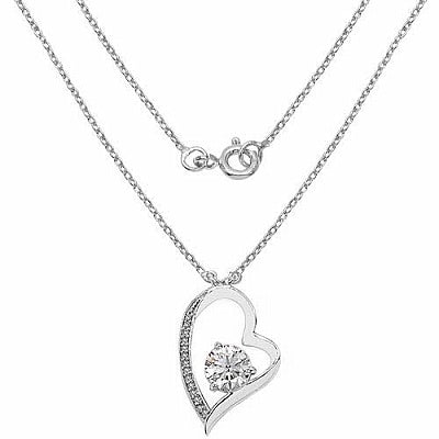 BridalMe 2.42CTW White Cubic Zirconia .925 Sterling Silver Heart Shape Pendant