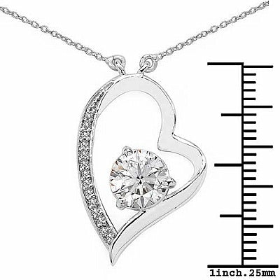 BridalMe 2.42CTW White Cubic Zirconia .925 Sterling Silver Heart Shape Pendant