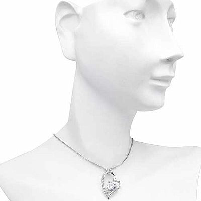 BridalMe 2.42CTW White Cubic Zirconia .925 Sterling Silver Heart Shape Pendant