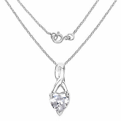 BridalMe 1.80CTW White Cubic Zirconia .925 Sterling Silver Heart Shape Pendant