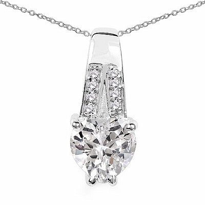 BridalMe 3.38CTW White Cubic Zirconia .925 Sterling Silver Heart Shape Pendant