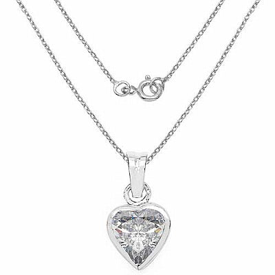 BridalMe 1.80CTW White Cubic Zirconia .925 Sterling Silver Heart Shape Pendant