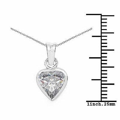 BridalMe 1.80CTW White Cubic Zirconia .925 Sterling Silver Heart Shape Pendant