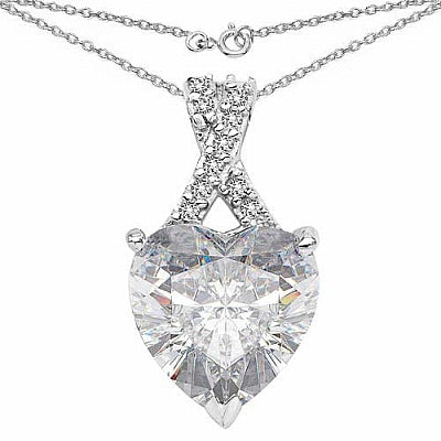 BridalMe 4.80CTW White Cubic Zirconia .925 Sterling Silver Heart Shape Pendant