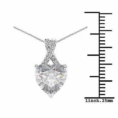 BridalMe 4.80CTW White Cubic Zirconia .925 Sterling Silver Heart Shape Pendant