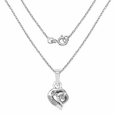 BridalMe 0.10CTW White Cubic Zirconia .925 Sterling Silver Heart Shape Pendant