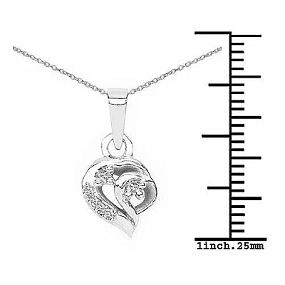 BridalMe 0.10CTW White Cubic Zirconia .925 Sterling Silver Heart Shape Pendant