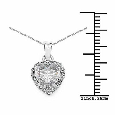 BridalMe 1.62CTW White Cubic Zirconia .925 Sterling Silver Heart Shape Pendant