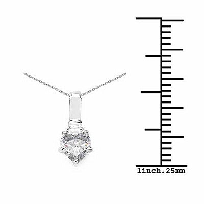 BridalMe 0.85CTW White Cubic Zirconia .925 Sterling Silver Heart Shape Pendant