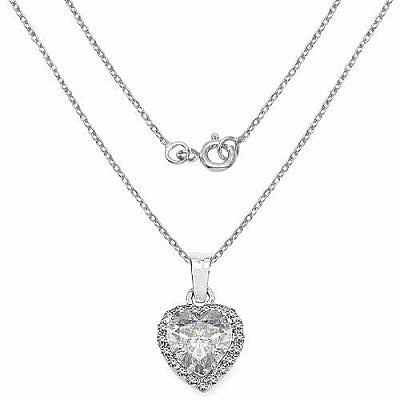 BridalMe 3.60CTW White Cubic Zirconia .925 Sterling Silver Heart Shape Pendant