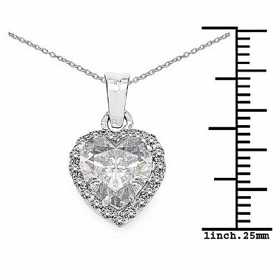 BridalMe 3.60CTW White Cubic Zirconia .925 Sterling Silver Heart Shape Pendant