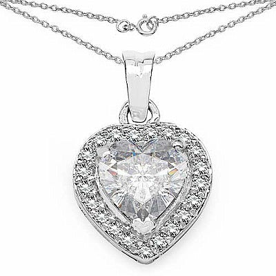 BridalMe 3.64CTW White Cubic Zirconia .925 Sterling Silver Heart Shape Pendant