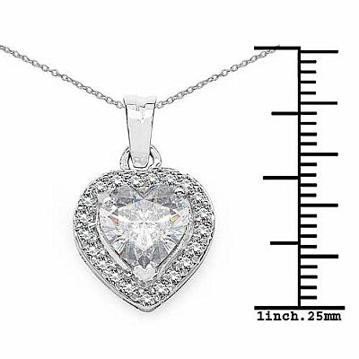 BridalMe 3.64CTW White Cubic Zirconia .925 Sterling Silver Heart Shape Pendant