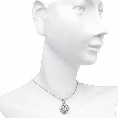 BridalMe 3.64CTW White Cubic Zirconia .925 Sterling Silver Heart Shape Pendant