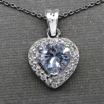 BridalMe 3.64CTW White Cubic Zirconia .925 Sterling Silver Heart Shape Pendant