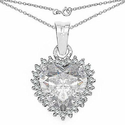 BridalMe 4.96CTW White Cubic Zirconia .925 Sterling Silver Heart Shape Pendant