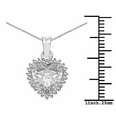 BridalMe 4.96CTW White Cubic Zirconia .925 Sterling Silver Heart Shape Pendant