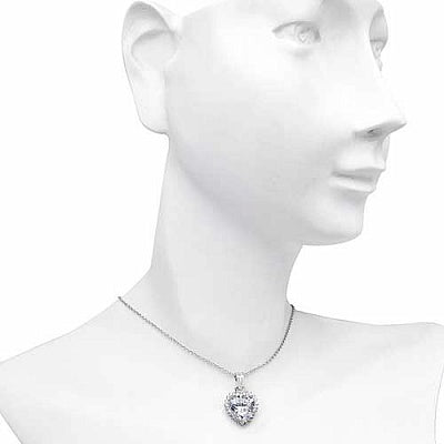 BridalMe 4.96CTW White Cubic Zirconia .925 Sterling Silver Heart Shape Pendant