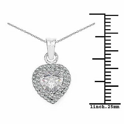 BridalMe 1.86CTW White Cubic Zirconia .925 Sterling Silver Heart Shape Pendant