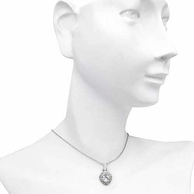 BridalMe 1.86CTW White Cubic Zirconia .925 Sterling Silver Heart Shape Pendant