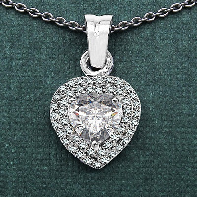 BridalMe 1.86CTW White Cubic Zirconia .925 Sterling Silver Heart Shape Pendant