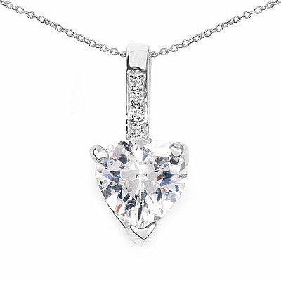 BridalMe 3.26CTW White Cubic Zirconia .925 Sterling Silver Heart Shape Pendant