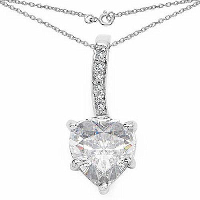 BridalMe 4.76CTW White Cubic Zirconia .925 Sterling Silver Heart Shape Pendant