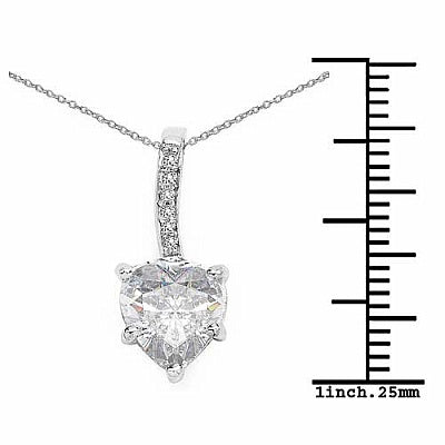 BridalMe 4.76CTW White Cubic Zirconia .925 Sterling Silver Heart Shape Pendant