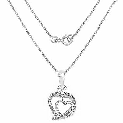 BridalMe 0.25CTW White Cubic Zirconia .925 Sterling Silver Heart Shape Pendant