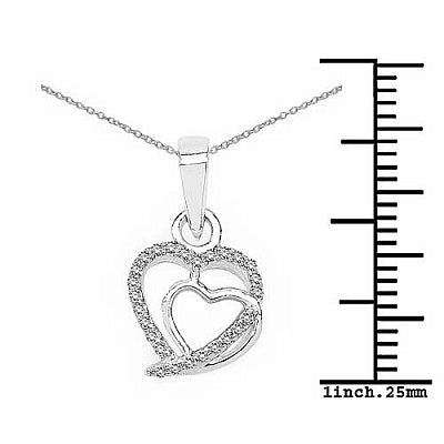 BridalMe 0.25CTW White Cubic Zirconia .925 Sterling Silver Heart Shape Pendant