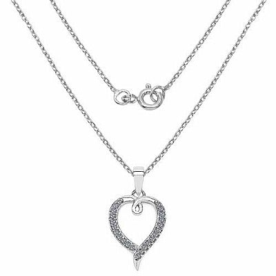 BridalMe 0.23CTW White Cubic Zirconia .925 Sterling Silver Heart Shape Pendant